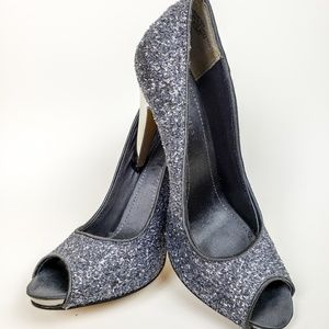EUC Nine West Grey Glamorous Glitter Heels Size5.5